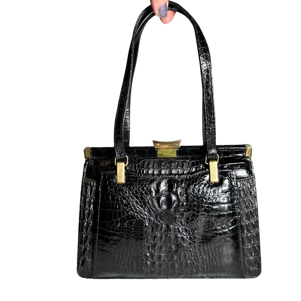 Vintage 50s Genuine Alligator Handbag & Wallet Structured Shoulder Bag